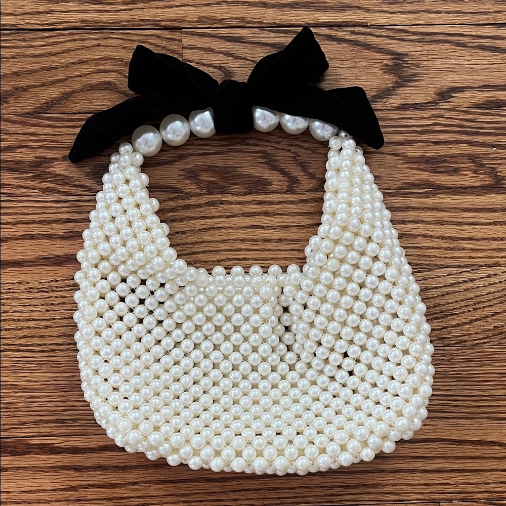 Pearl and Black Bow Handbag